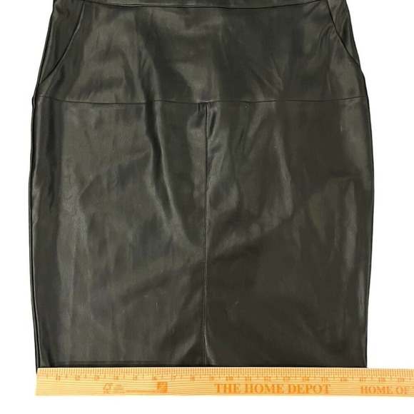 Lulus Faux Leather Pencil Skirt Womens Black Back Zip Closure Slit XL Classic - Picture 9 of 9